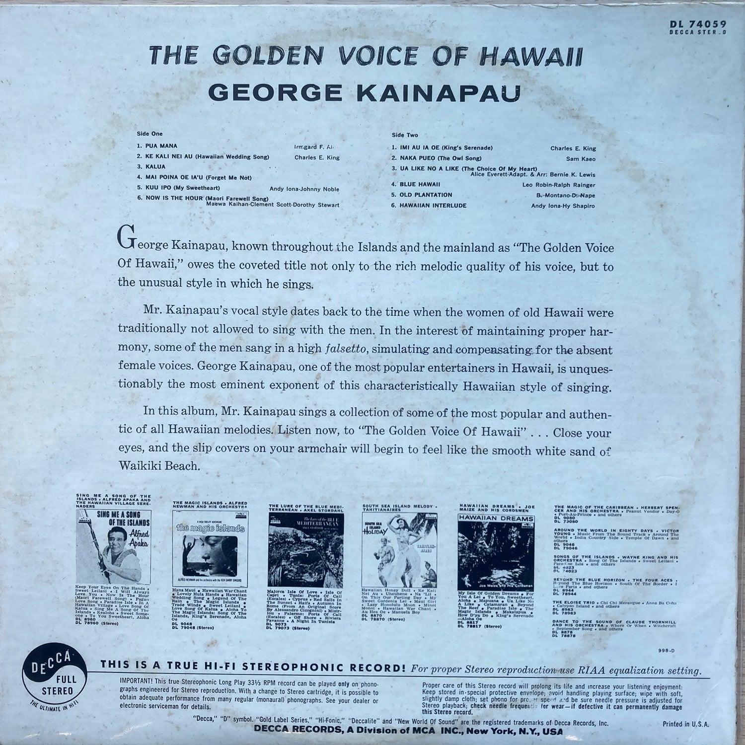 George Kainapau - The Golden Voice of Hawaii