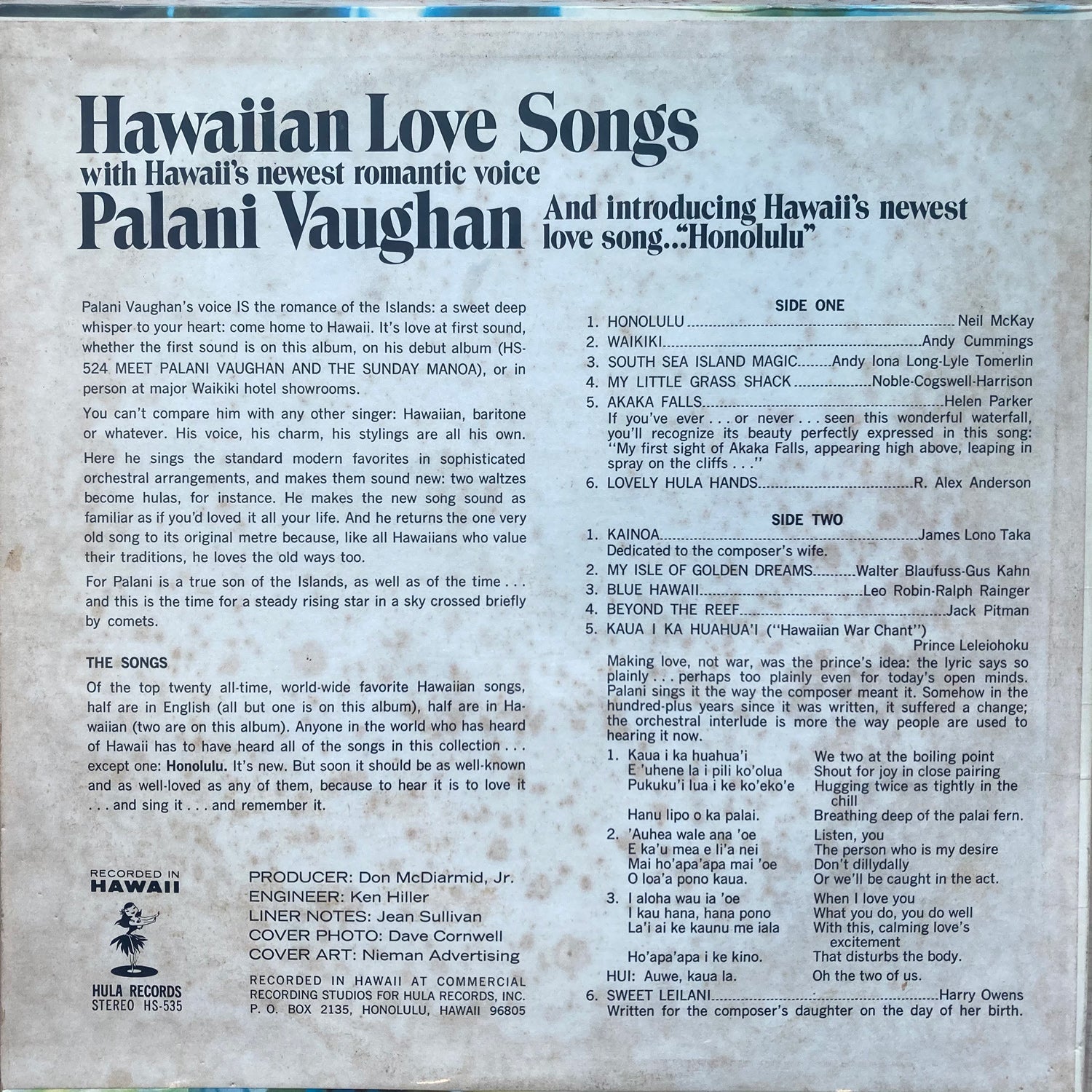 Palani Vaughan - Hawaiian Love Songs