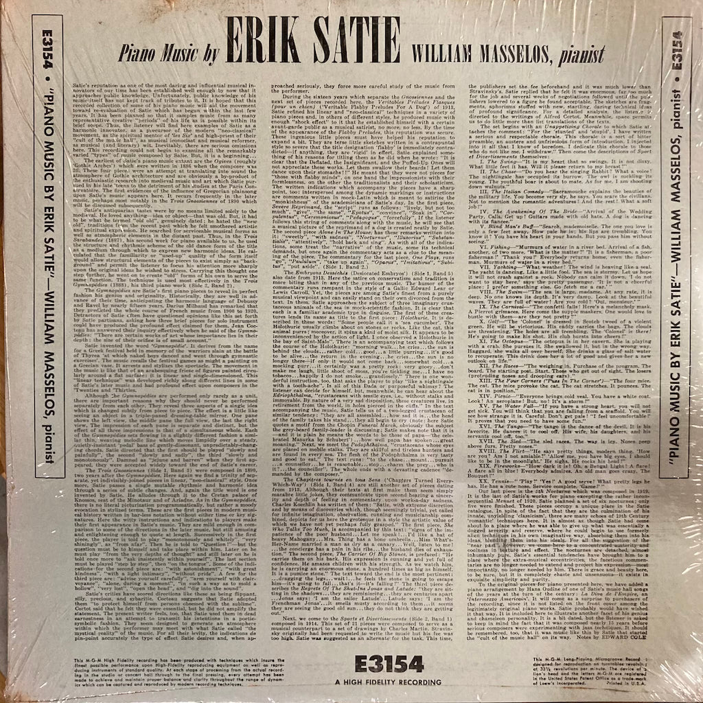 Erik Satie - Piano Music by Erik Satie [sealed]