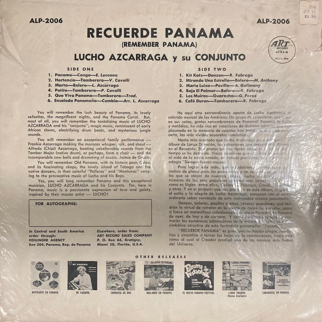 Lucho Azcarraga Y Su Conjunto - Recuerde Panama (Remember Panama)