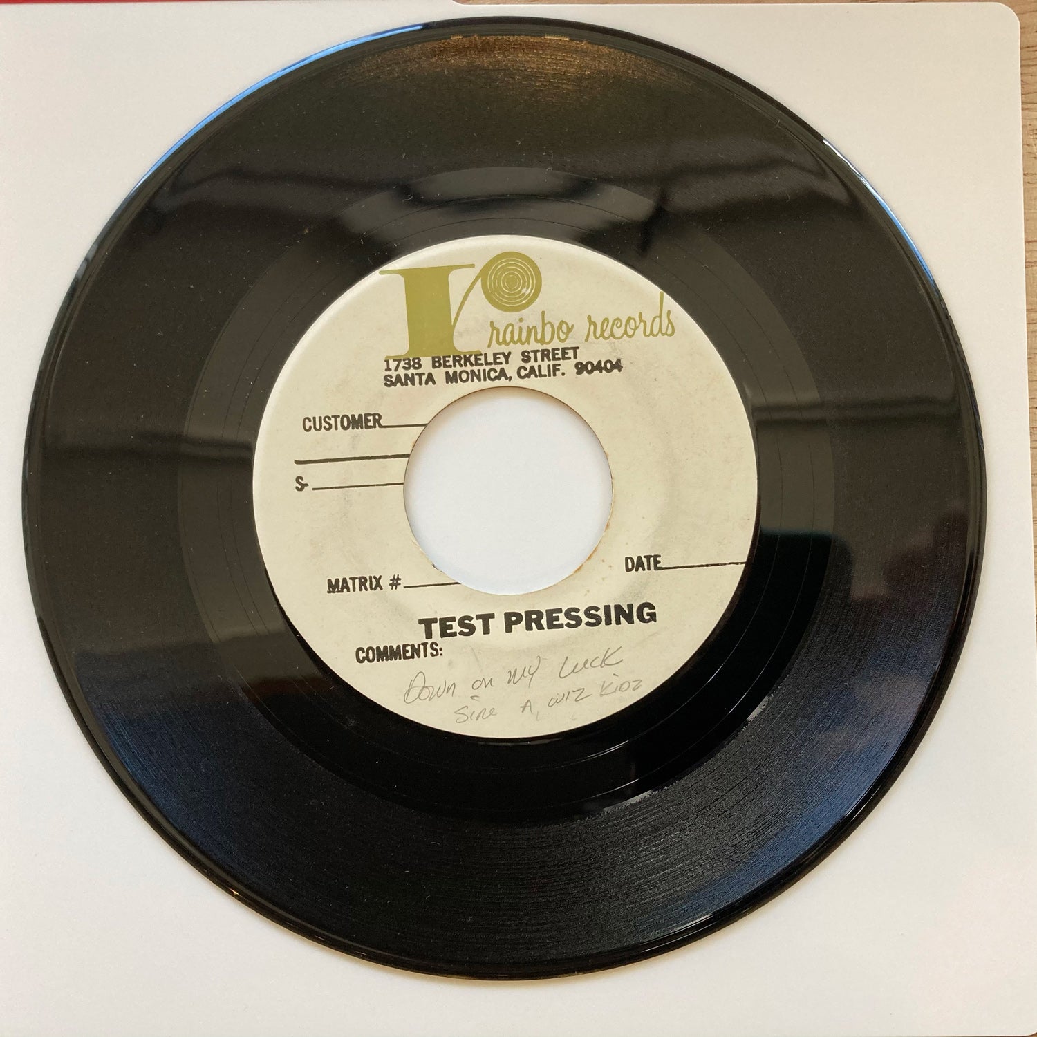 Wiz Kidz - Down On My Luck / What's This Feeling [Test Pressing, 7"]