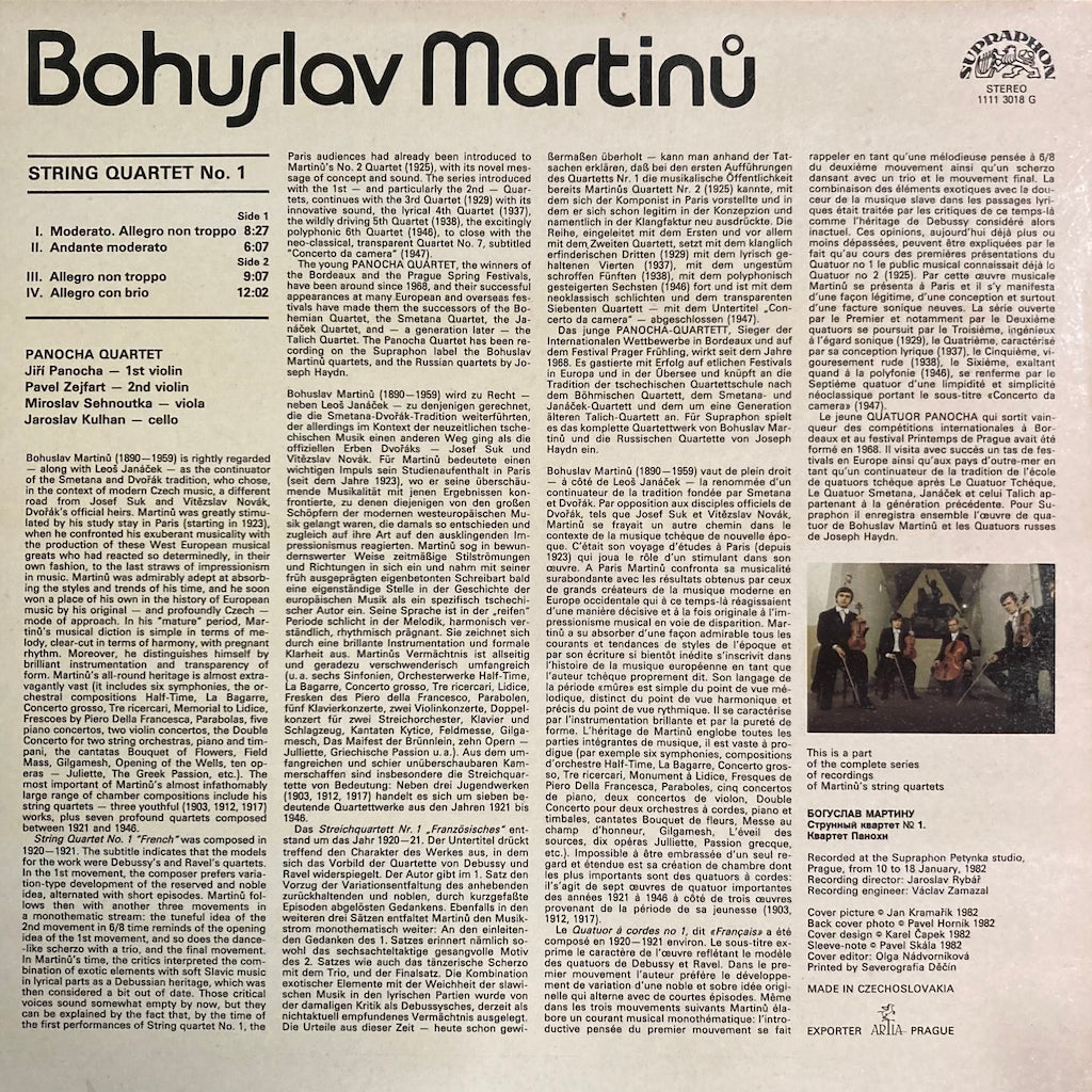 Bohuslav Martinu / Panocha Quartet - String Quartets No. 1