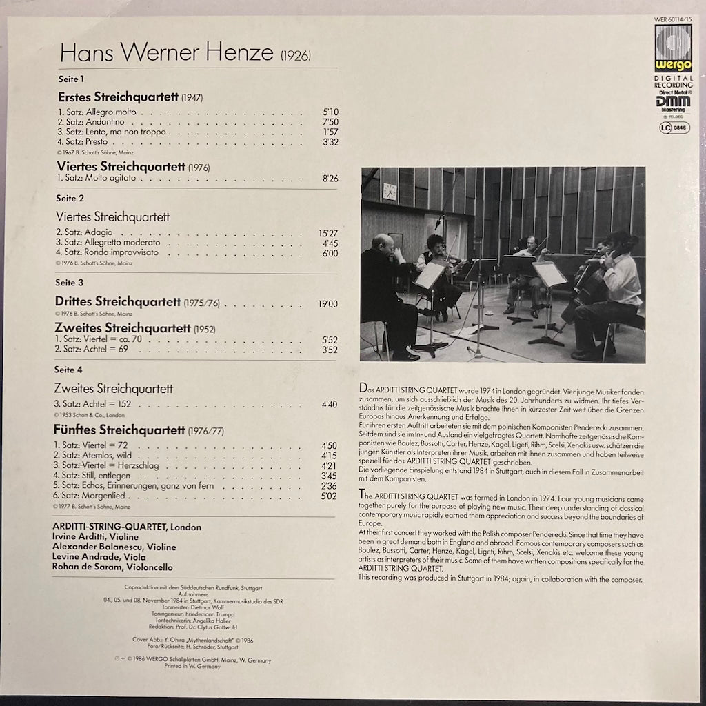 Hans Werner Henze / Arditti-String-Quartet - Streichquartette 1-5