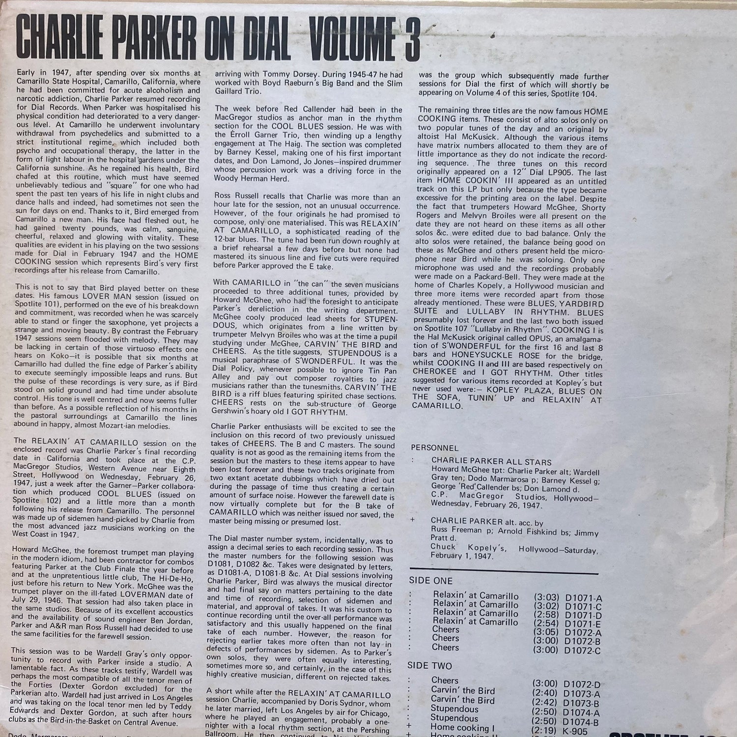 Charlie Parker - Charlie Parker On Dial Volume 3