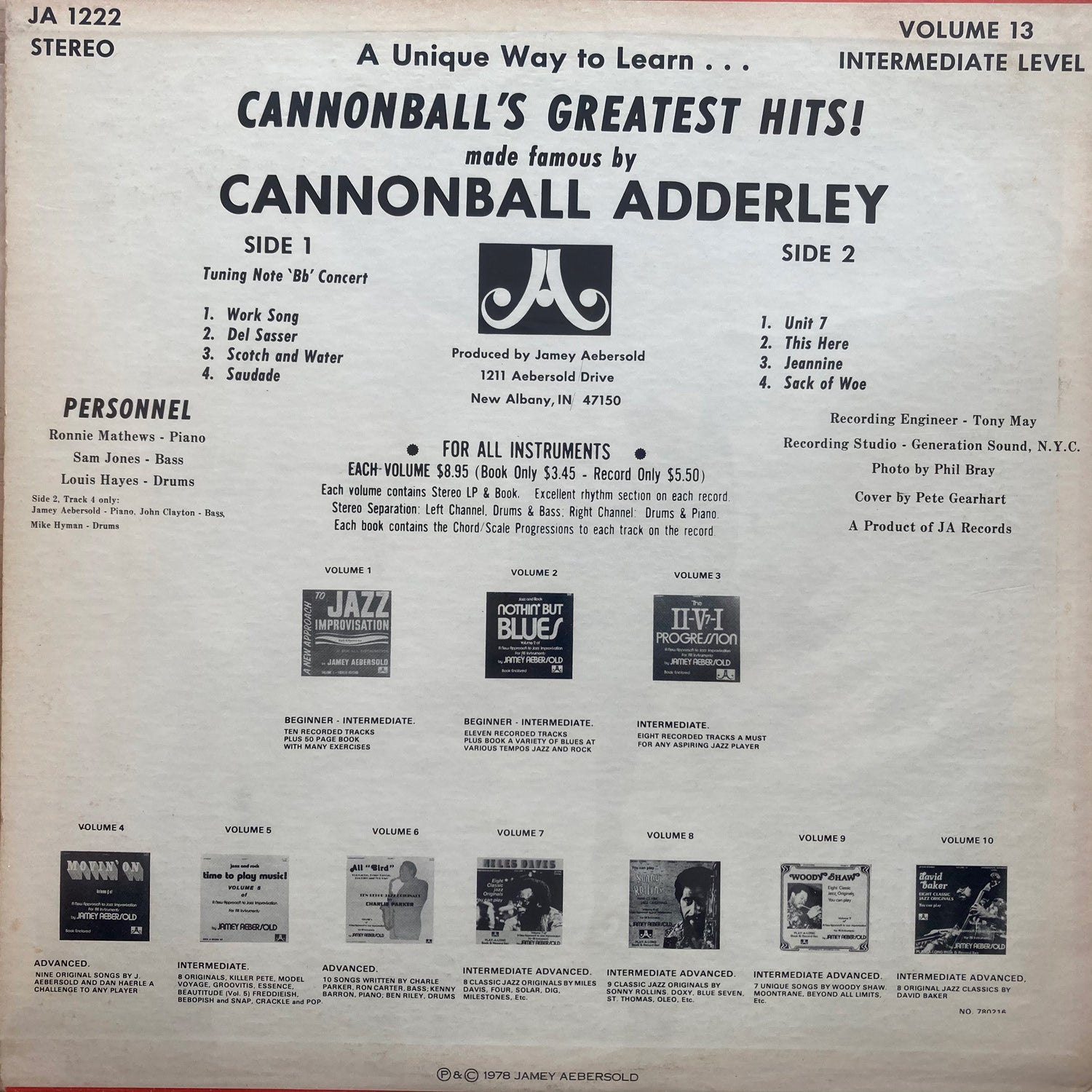 Jamey Aebersold - Volume 13 Cannonball Adderley