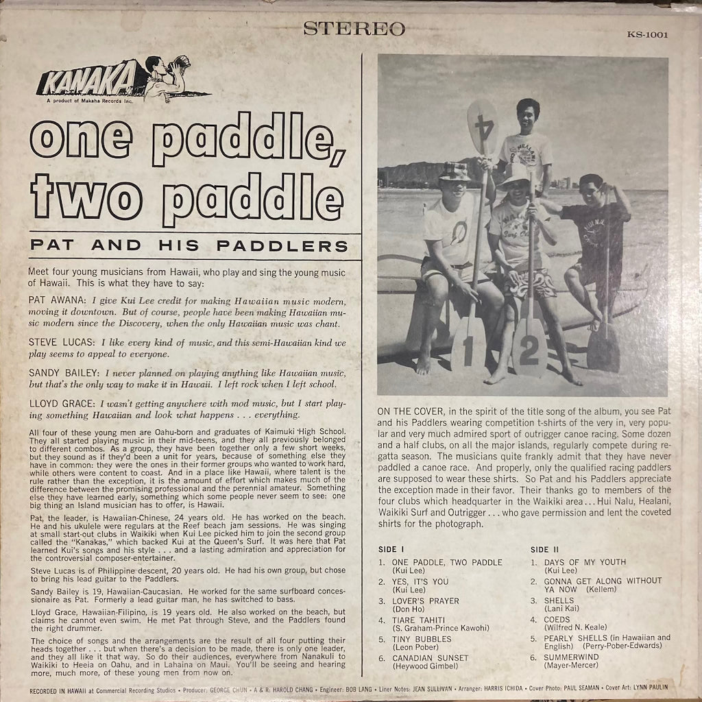 Pat and his Paddlers - One Paddle, Two Paddle