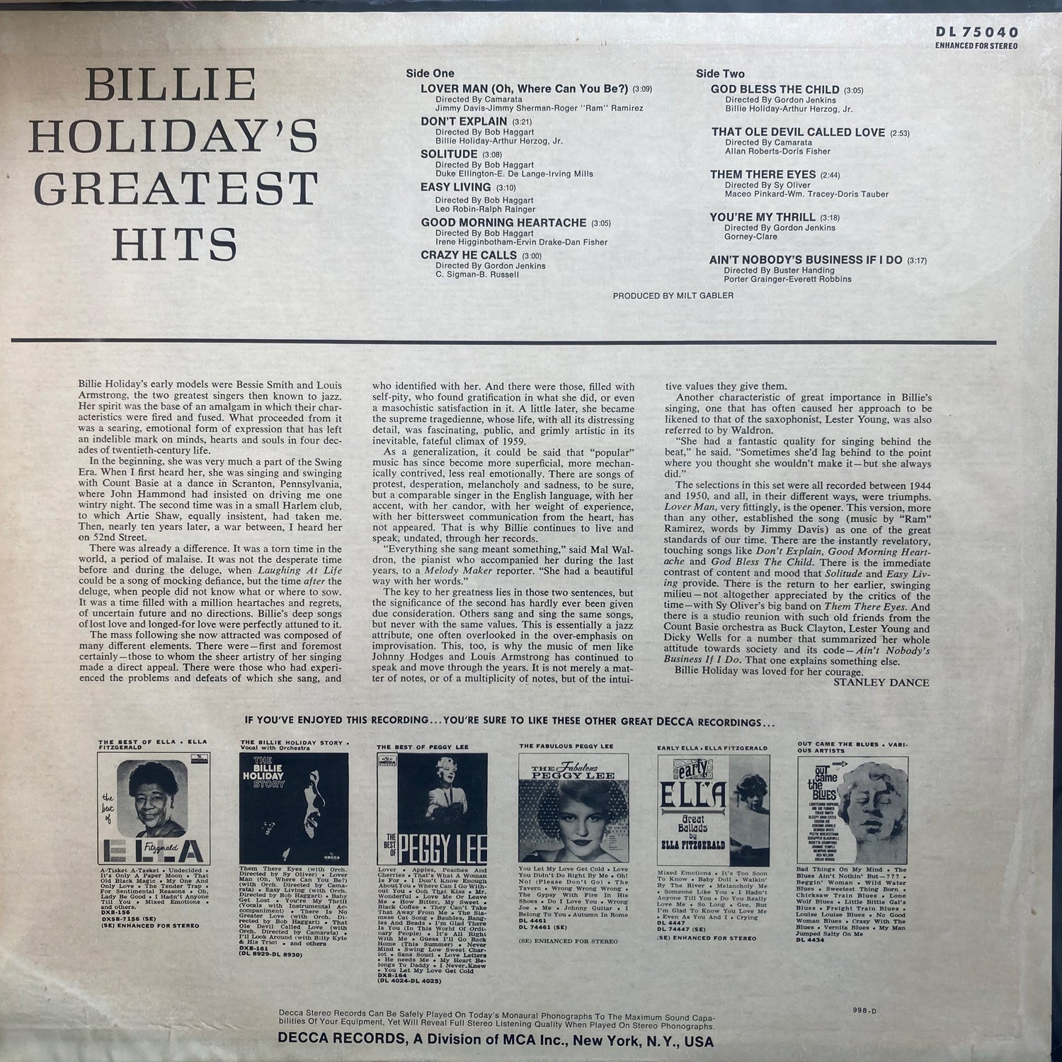 Billie Holiday - Greatest Hits!