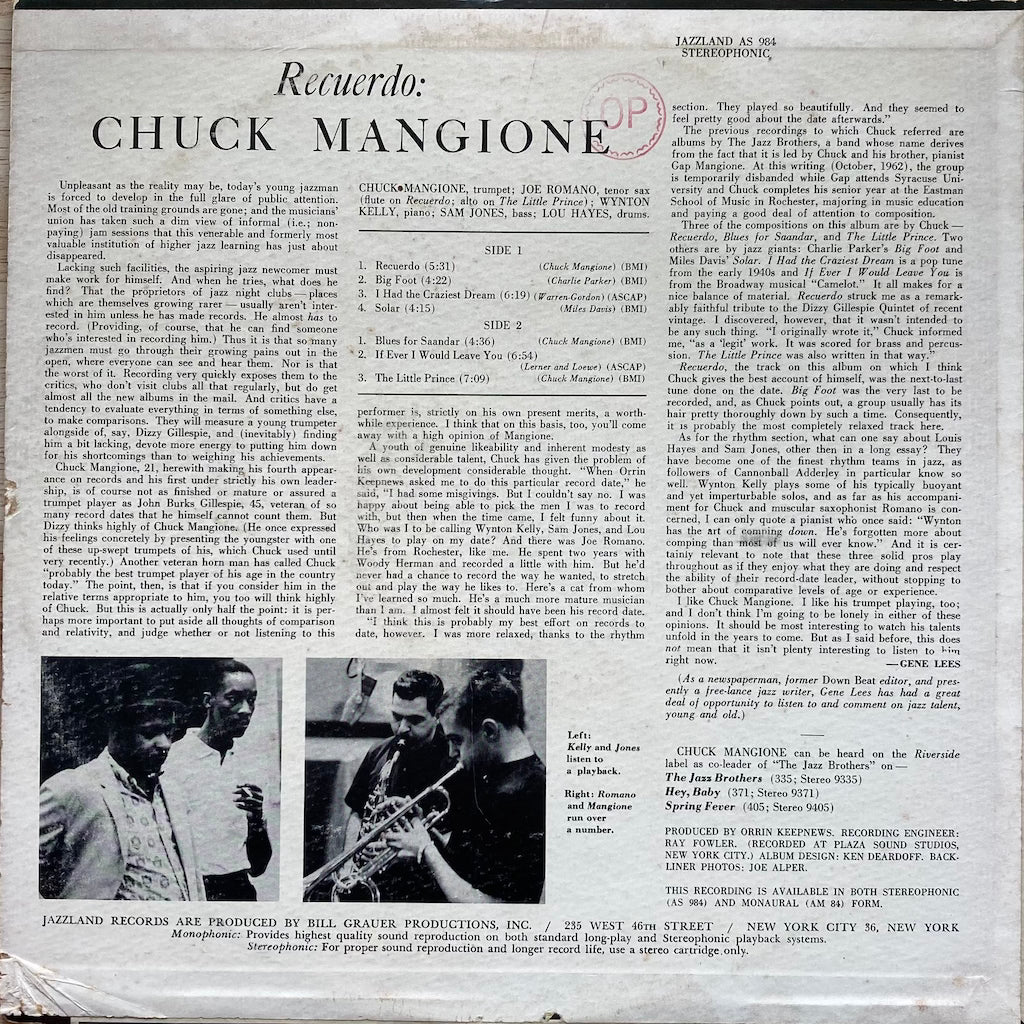 Chuck Mangione Quintet - Recuerdo