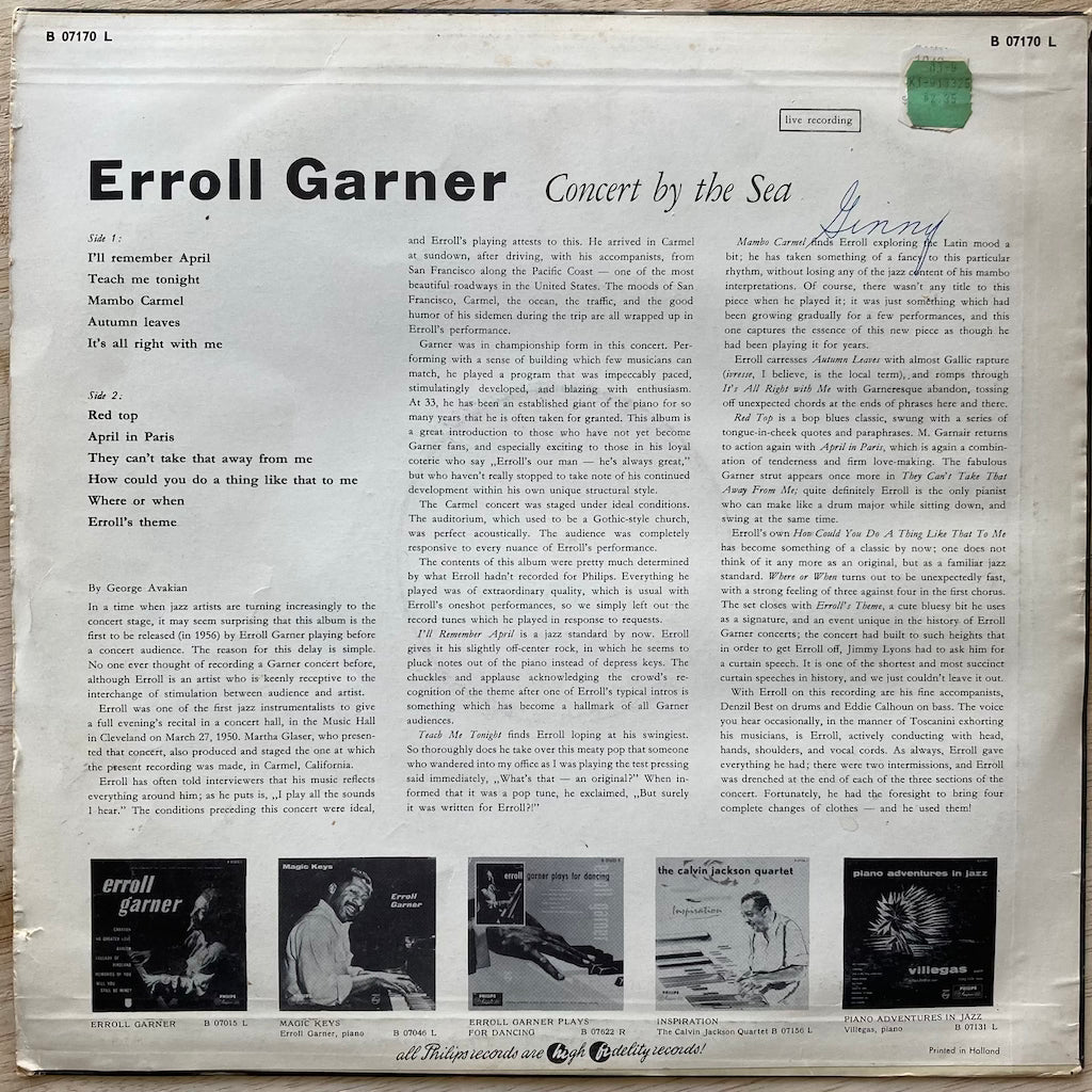 Erroll Garner - Concert By The Sea [Live Recording]