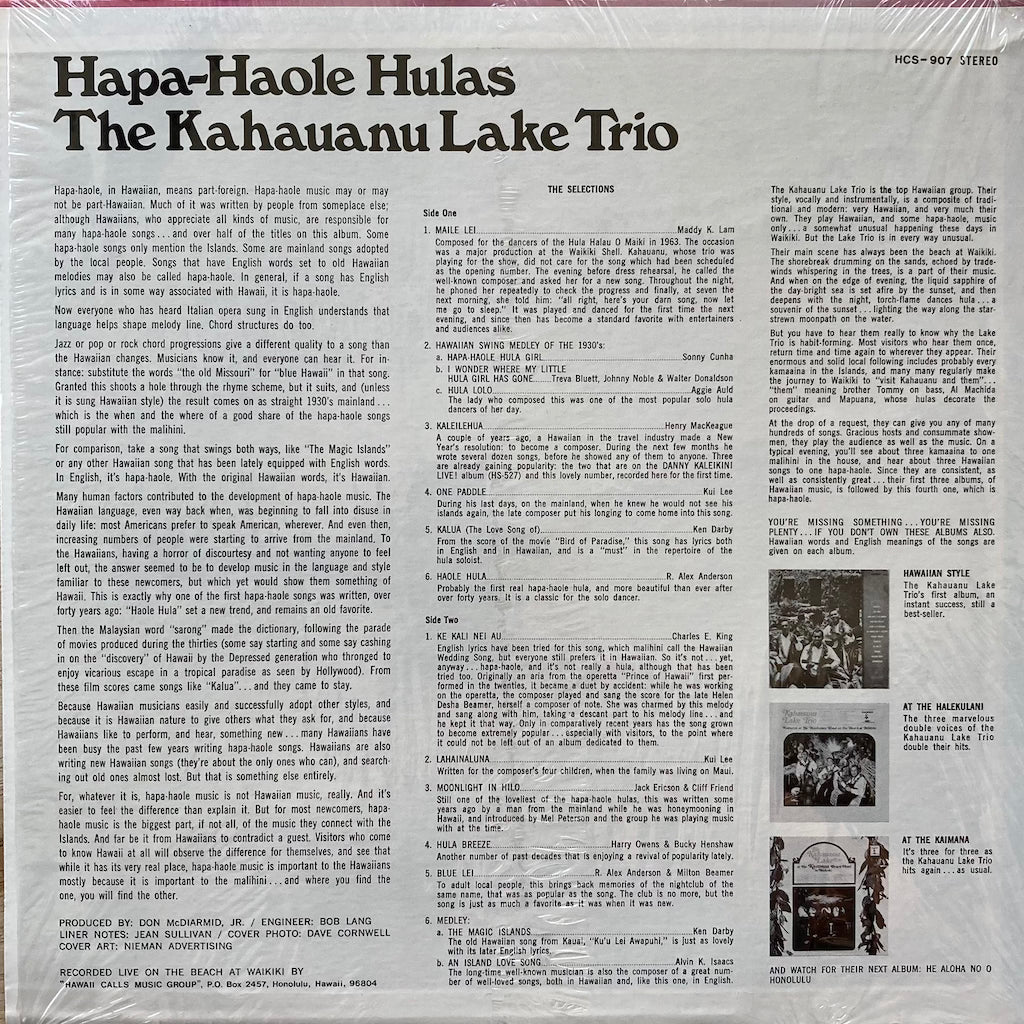 Kahauanu Lake Trio - Hapa-Haole Hulas