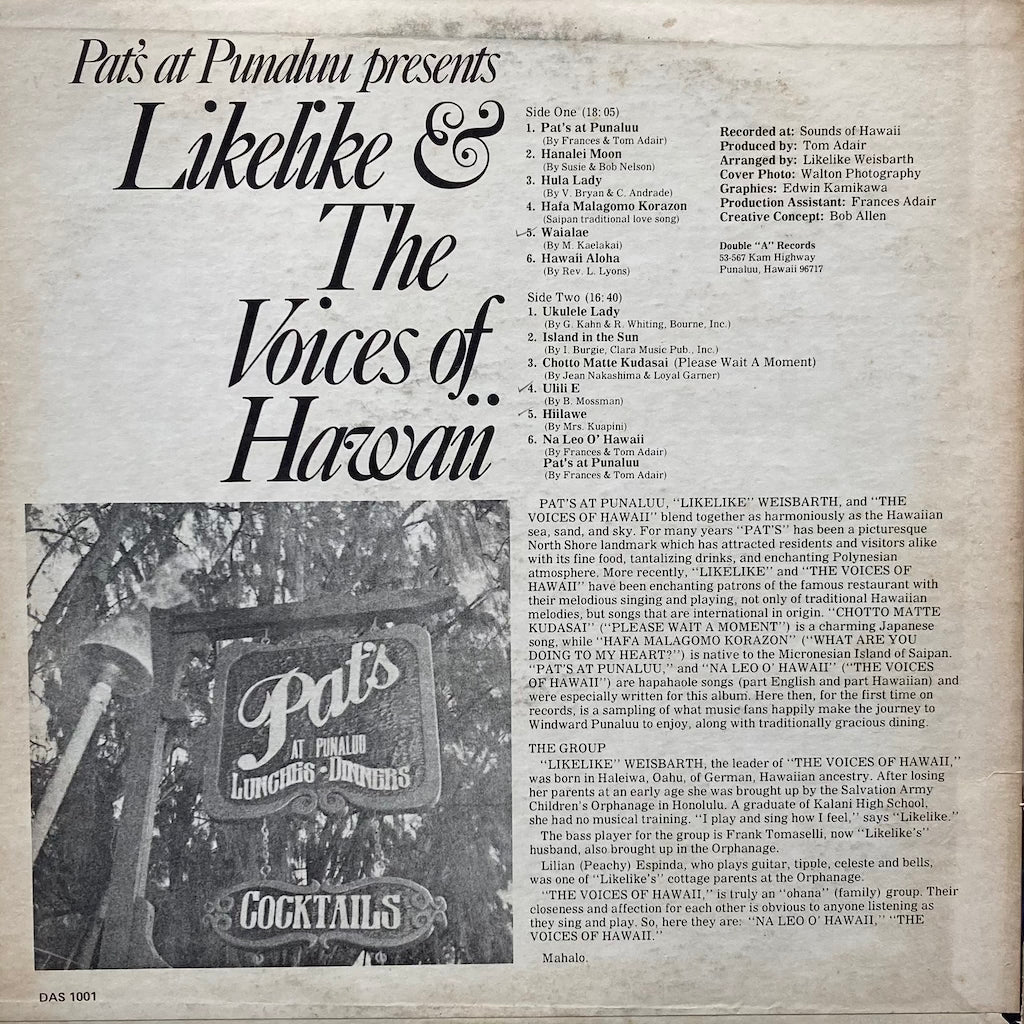 Pat's At Punaluu Presents - Likelike & The Voices Of Hawaii