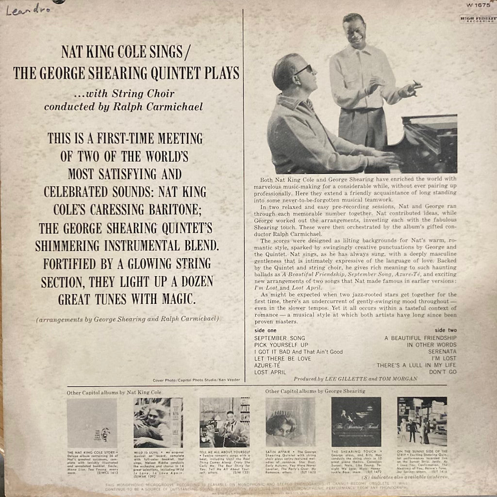 Nat King Cole and George Shearing - Nat King Cole Sings / George Shearing Plays