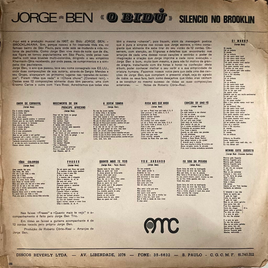 Jorge Ben – O Bidu: Silencio No Brooklin