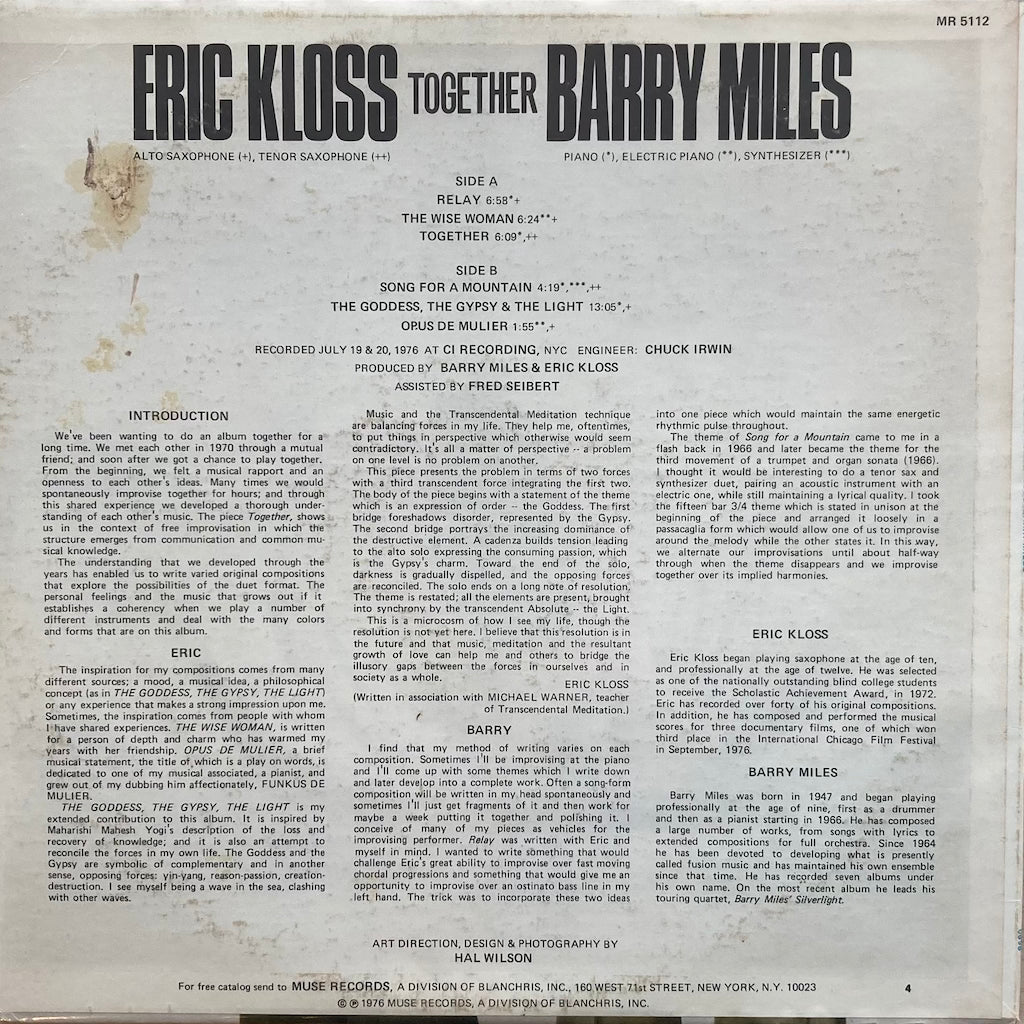 Eric Kloss, Barry Miles - Together