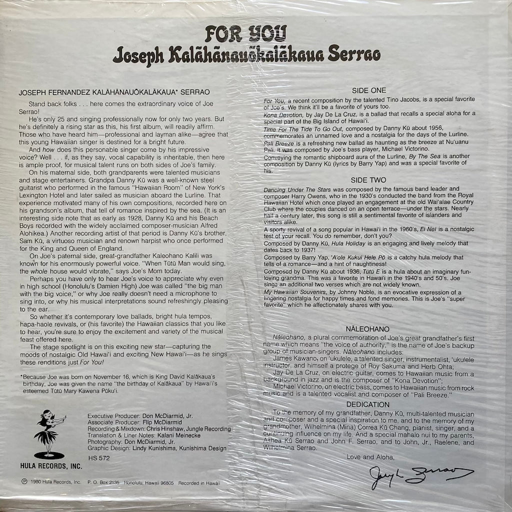 Joseph Kalāhānauōkalākaua Serrao - For You