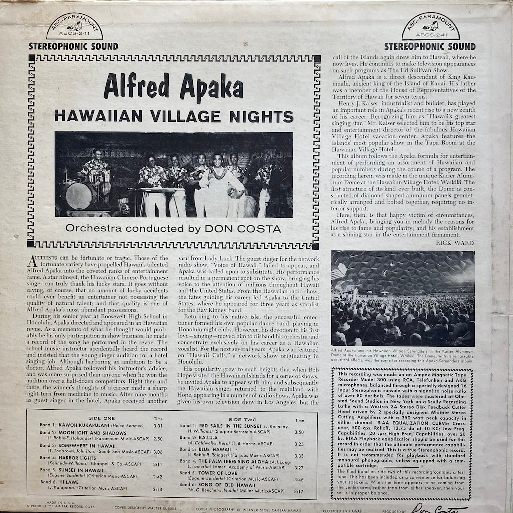 Alfred Apaka - Hawaiian Village Nights