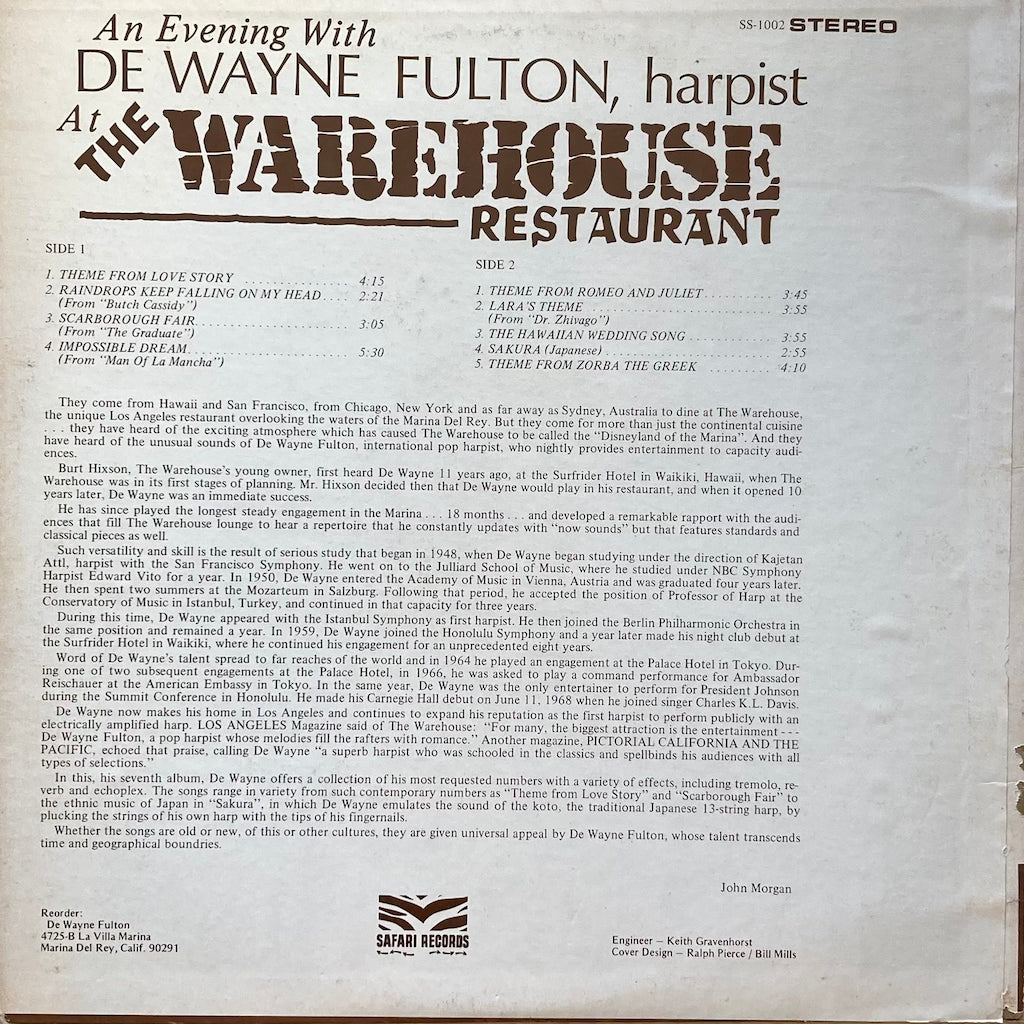 De Wayne Fulton - An Evening With De Wayne Fulton at The Warehouse Restaurant