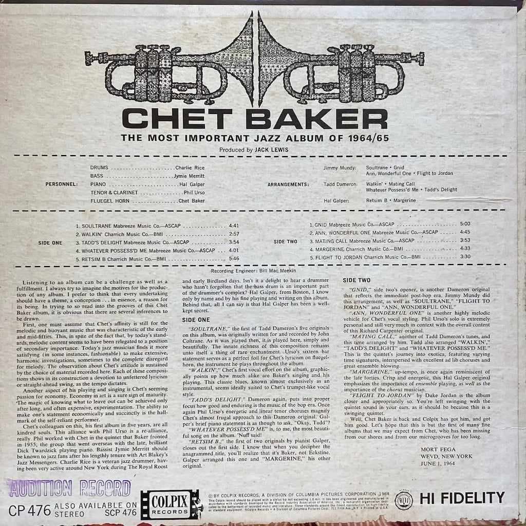 Chet Baker - The Most Important Jazz Album of 1964/65