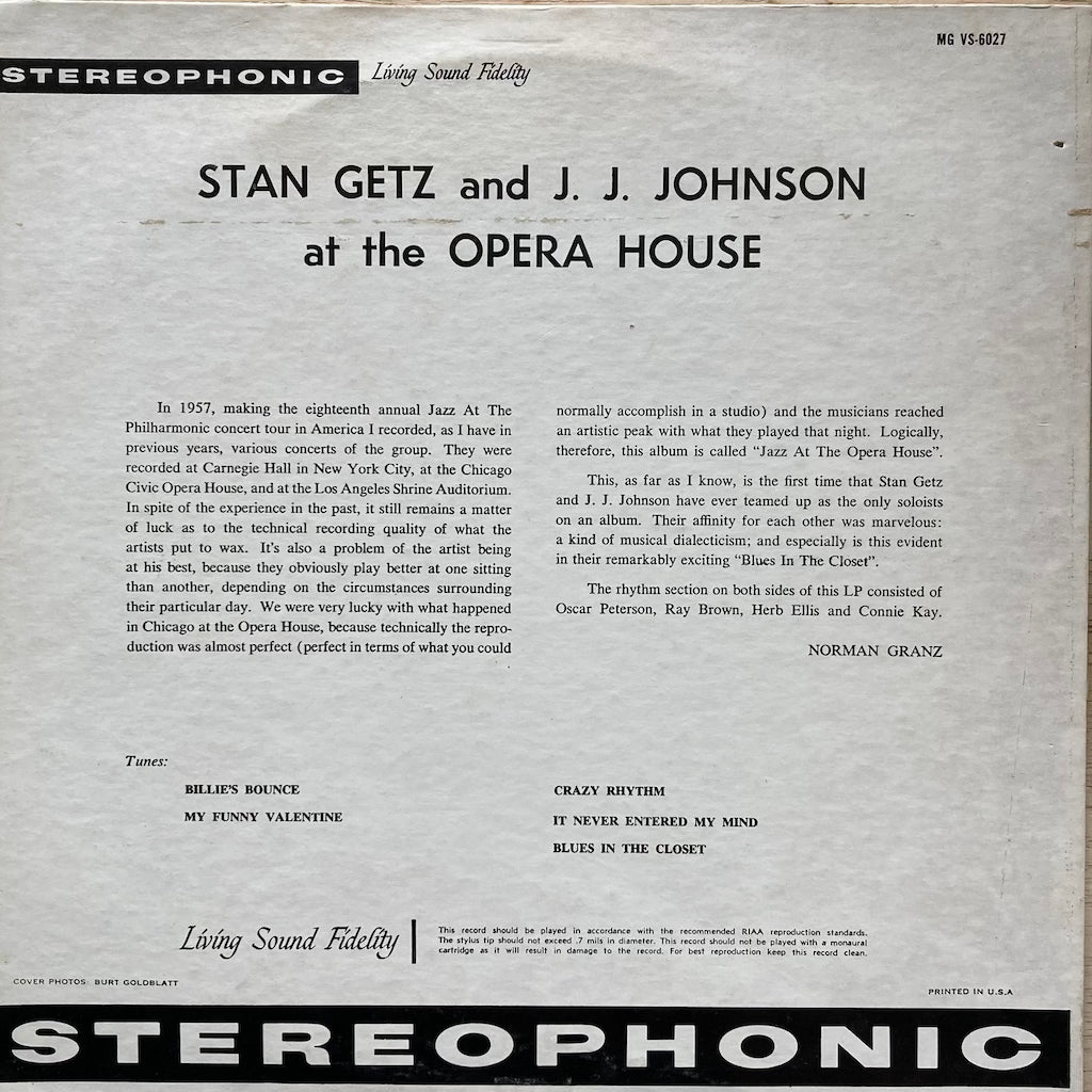 Stan Getz and J.J. Johnson - At the Opera House