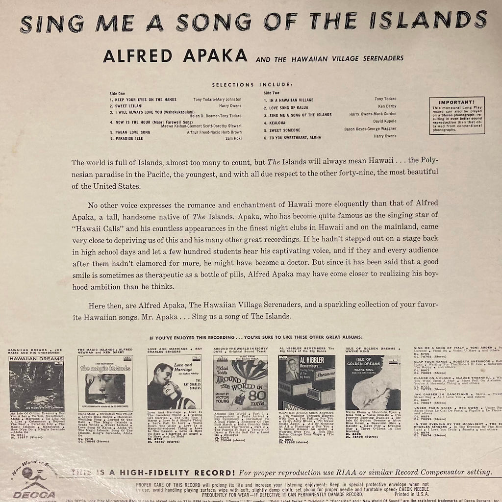Alfred Apaka - Sing Me A Song of The Islands