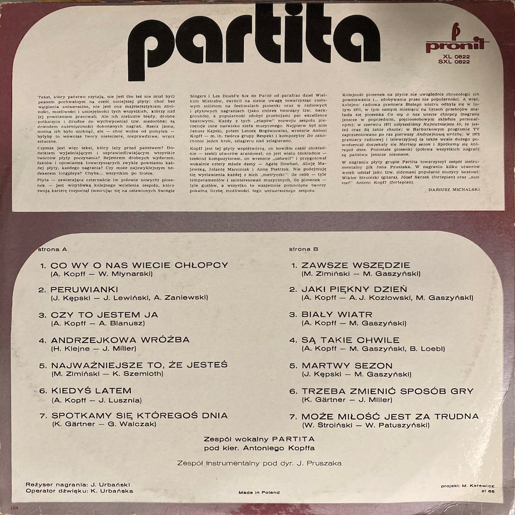 Partita - Jesienia, Zima, Latem