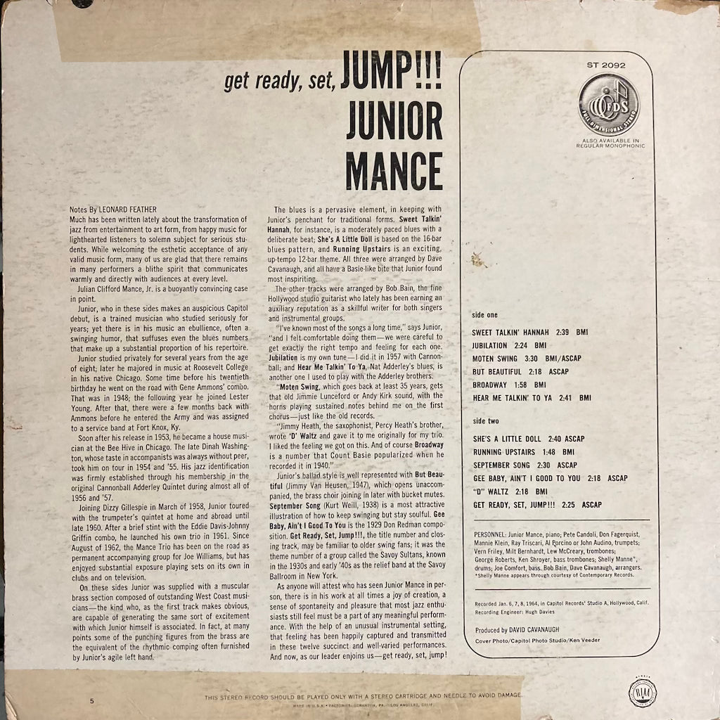 The Junior Mance Trio With The Bob Bain Brass Ensemble – Get Ready, Set, Jump!!!