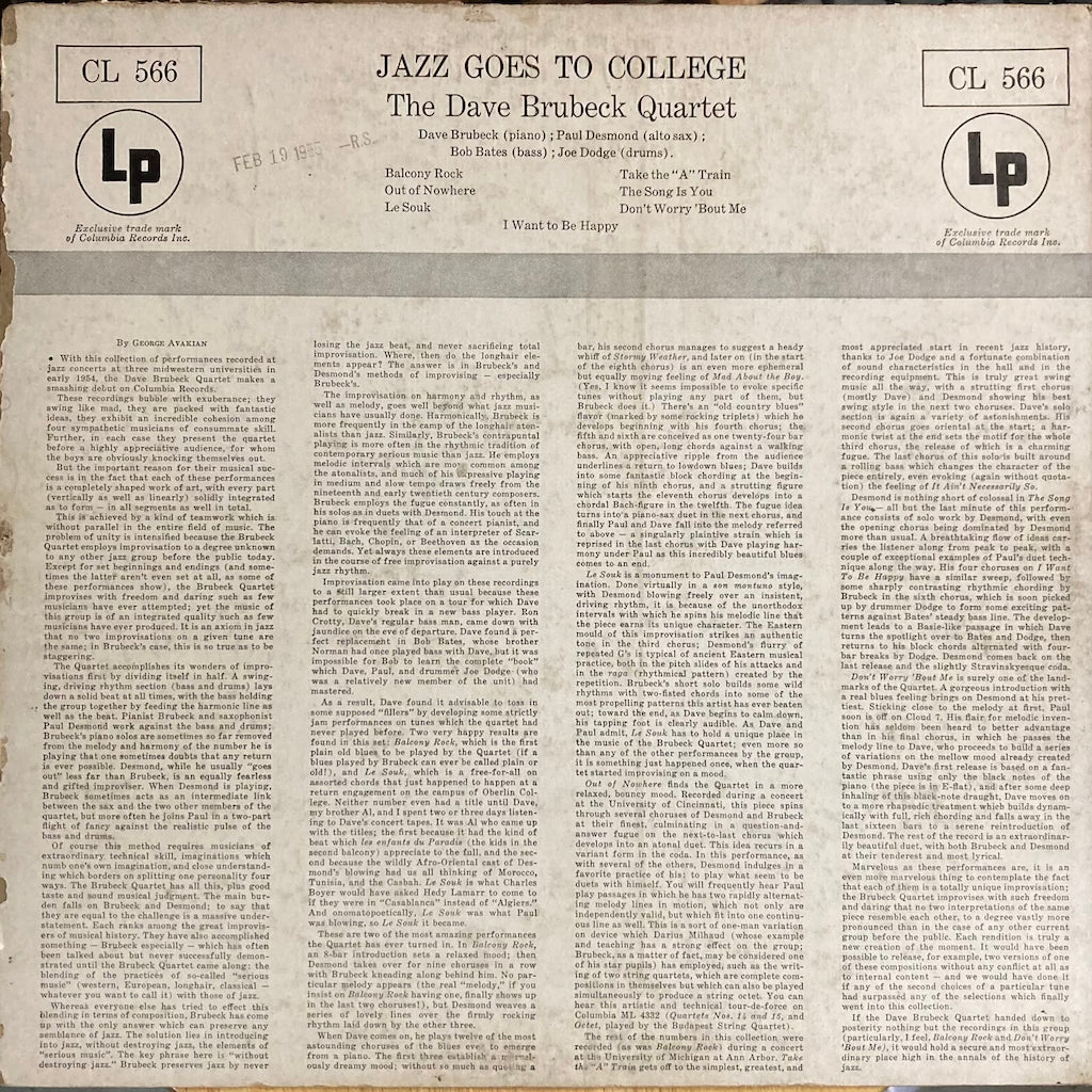 The Dave Brubeck Quartet - Jazz Goes To College