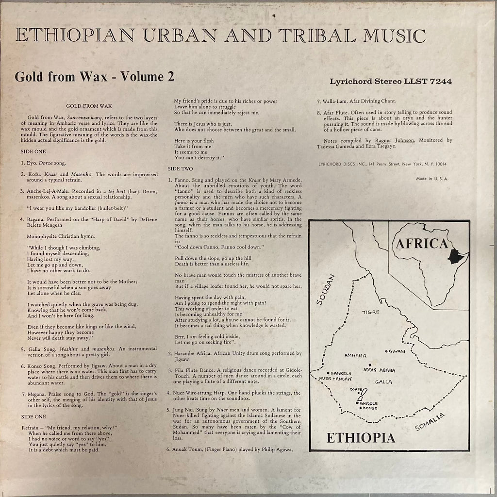 V/A – Ethiopian Urban And Tribal Music - Gold From Wax - Volume 2