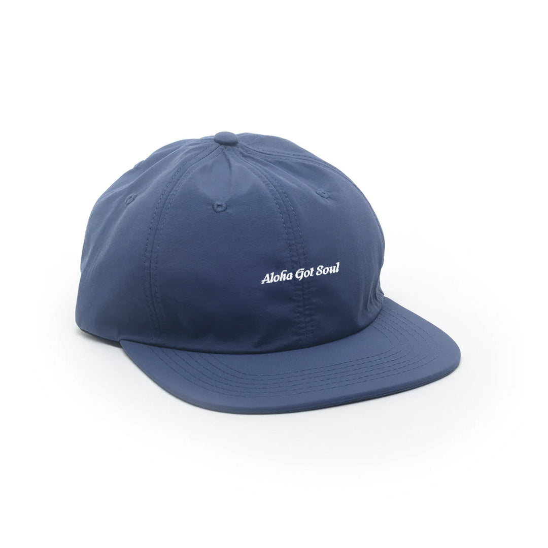 Nylon Script Logo Cap (Hat) - Navy / White